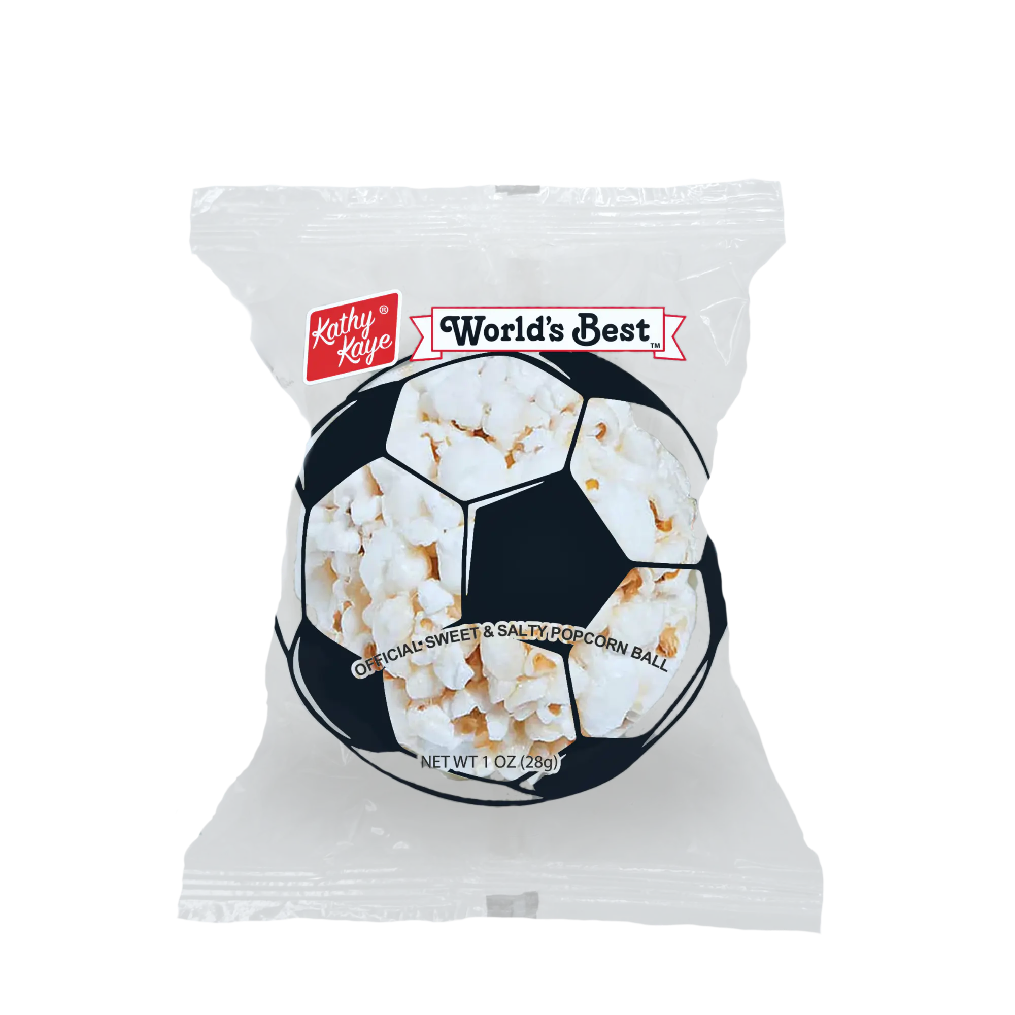 (S8-02) Box - Kathy Kaye CLEAR Soccer Popcorn Box -1oz (28g) x 18 Units