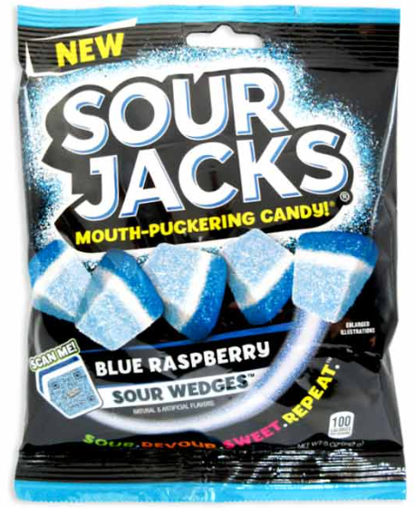 (S6-05)US- Peg Bag - Sour Jacks - Blue Raspberry Wedges 5oz (142g) x 12 units