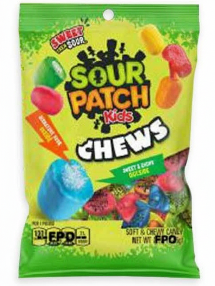 (S1-06) Sour Patch Kids - Chews Assorted Flavors Peg Bag 2.12oz (60g) x 12 Units
