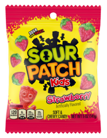 Sour Patch Kids - STRAWBERRY PEG Bag 5oz (141g) x 12 units