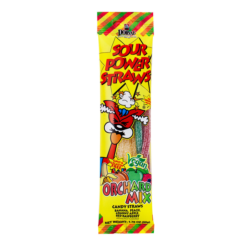 (S1-06) Sour Power Straws - Orchard Fruit Mix 1.75oz (50g) x 24 Units