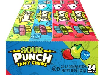 (S1-08) Sour Punch Chews Sticks 1.5oz (42g) x 24 Units