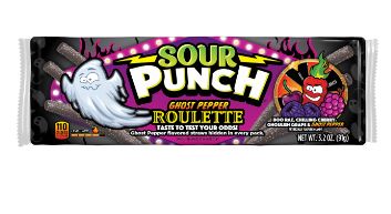 (S8-03) Halloween - Sour Punch Ghost Pepper Roulette Straws Tray - 3.2oz (91g) x 24 Units