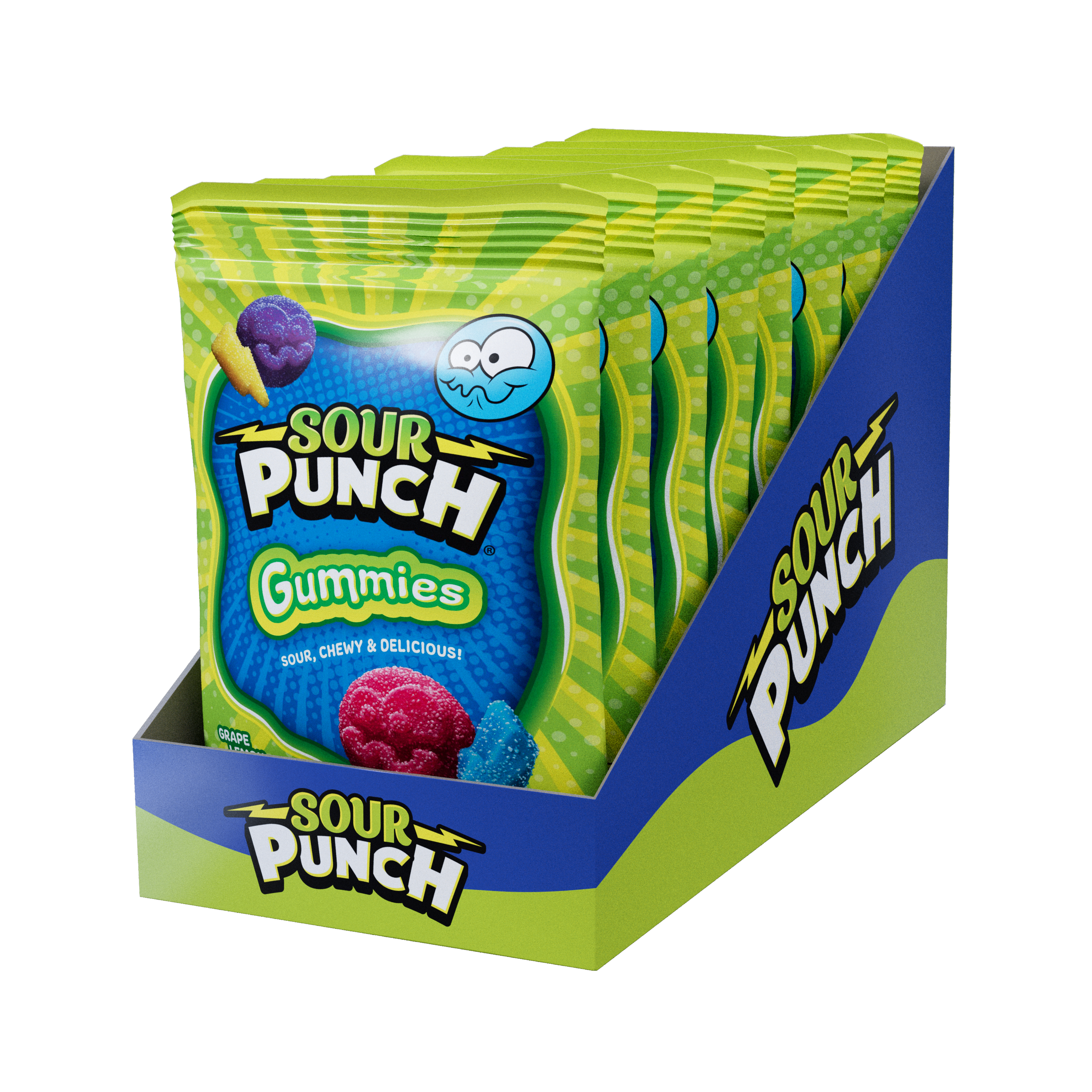 (S6-07) Box - US - Peg Bag - Sour Punch Gummies 6.75oz x 8 Units - SugarMarket.ca