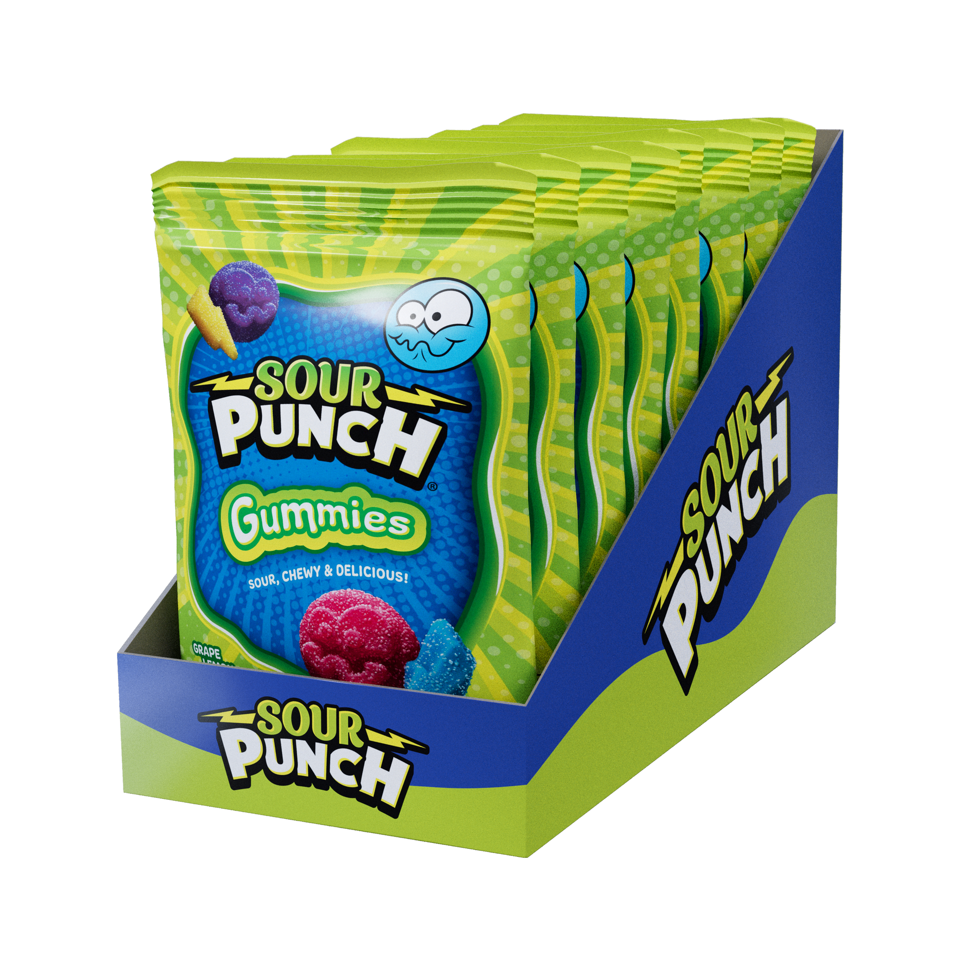 (S6-07) US -Sour Punch Gummies Peg Bag - 6.75oz x 8 Units