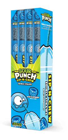 Sour Punch Sip N Chew Drinking Straws - Blue Raz x 30 units