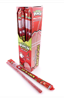 (S1-06) Sour Punch Sip N Chew Straws - Cherry Straw 0.9oz (26g) x 30 Units
