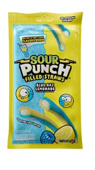(S1-08) Box - Mexico - Sour Punch Straws - Blue Raspberry-Lemonade Peg Bag - 5oz(142g) x 12 Units - SugarMarket.ca