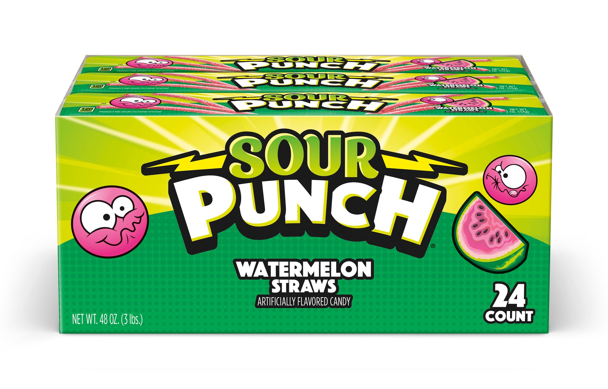 (S1-06) US - Sour Punch Straws - Watermelon standard size - 2oz (57g) x 24 units