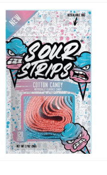 Bundle - Hershey SOUR STRIPS Peg Bag - Cotton Candy 3.4oz (96g) X 3 Units