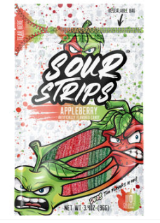 Hershey SOUR STRIPS Peg Bag - DUOS Appleberry 3.4oz (96g) X 12 Units