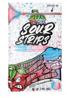 Hershey SOUR STRIPS Peg Bag - DUOS Dreamberry 3.4oz (96g) X 12 Units
