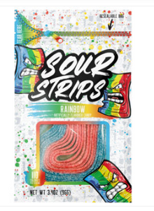 Hershey SOUR STRIPS Peg Bag -  Rainbow 3.4oz (96g) X 12 Units