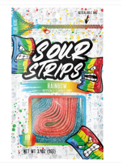 Hershey SOUR STRIPS Peg Bag -  Rainbow 3.4oz (96g) X 12 Units