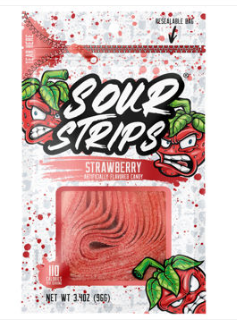 Hershey SOUR STRIPS Peg Bag - Strawberry 3.4oz (96g) X 12 Units