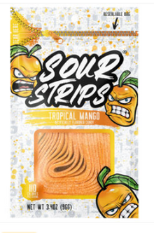 Bundle - Hershey SOUR STRIPS Peg Bag - Tropical Mango 3.4oz (96g) x 3 Units