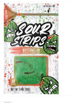 Hershey SOUR STRIPS Peg Bag - Watermelon 3.4oz (96g) X 12 Units