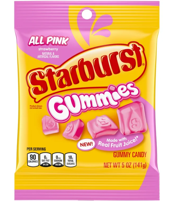 (S6-06) US - Peg Bag - Starburst Gummies - All Pink 5oz(141g) x 12 units