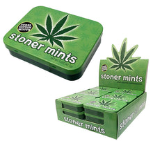 STONER TIN LEAF SHAPED PEPPERMINTS(Menthes Cannabis pres)  x 18 Tins