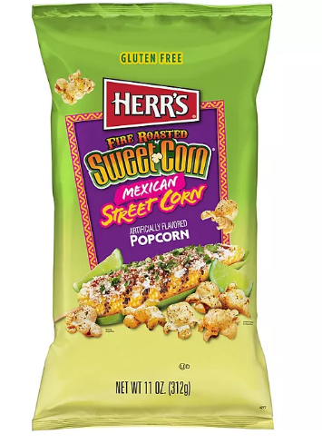 SINGLE - Chips - Herr's Mexican Sweet Corn Popcorn 11oz (312g) x 1 Bag (chips bags may be deflated during shipping)