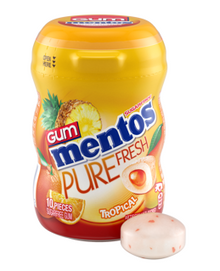 (S1-06) Box - Sugar Free - Mentos Gum Bottle Pure Fresh Tropical 0.7oz (20 g) x 10 Units