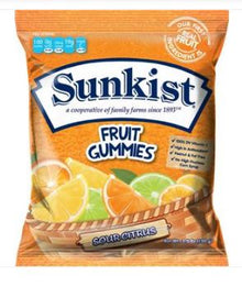 (S7-09) Sunkist Fruit Gummies - Sour Citrus Peg Bag 3.5oz(99g) x 12 Units