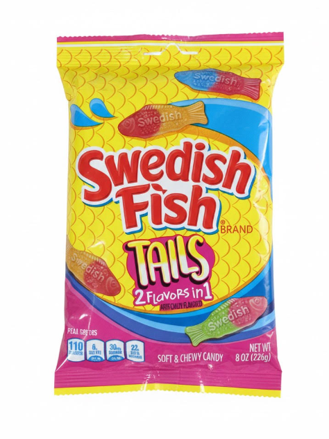 (S1-06) Swedish Fish  Big Tails Peg Bag - 8oz (227g)  x 12 Units