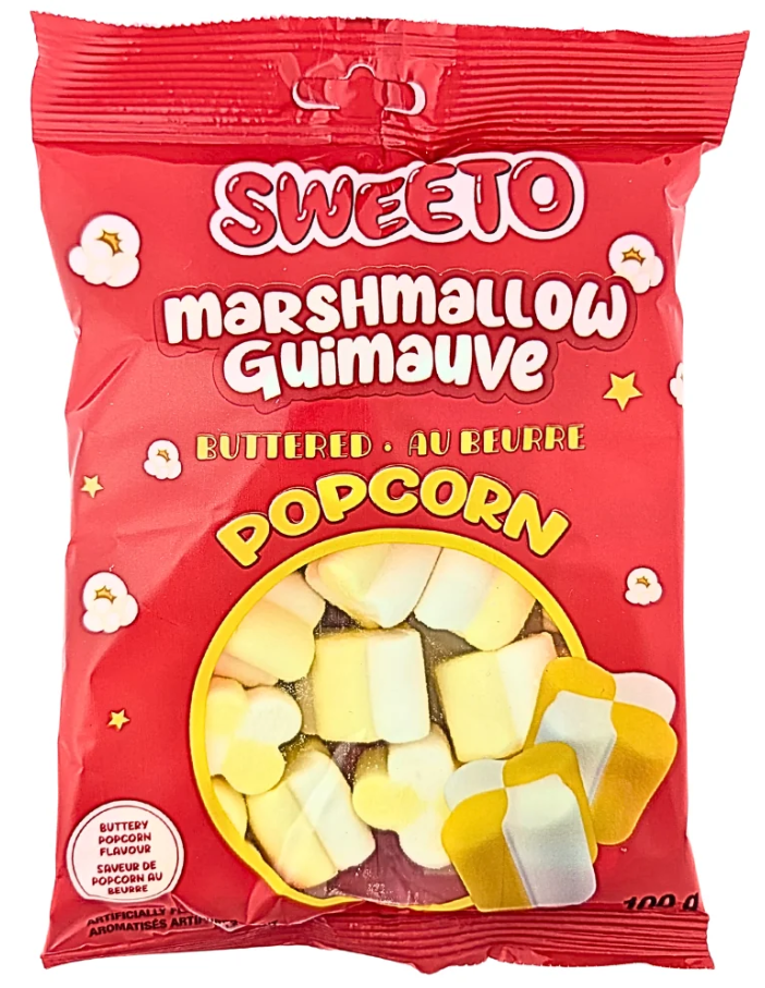 (S6-12) Sweeto - Marshmallow Buttered Popcorn Peg Bag 3.5oz (100g) x 12 Units