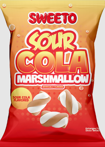(S6-12) Sweeto - Marshmallow Sour Cola Peg Bag 3oz x 12 Units