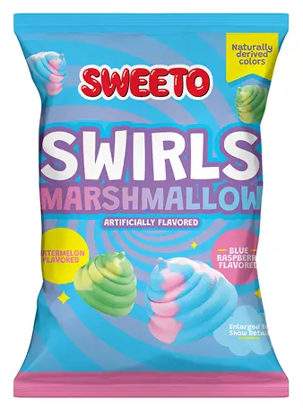 (S6-12) Sweeto - Marshmallow Rainbow Swirls Peg Bag 3.5oz (100g) x 12 Units
