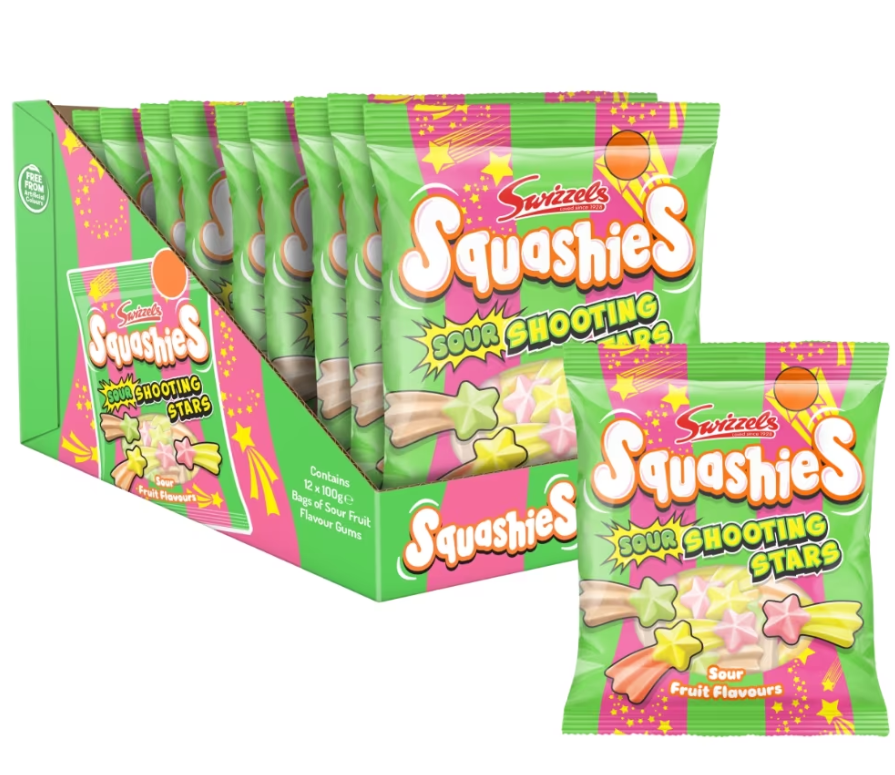(S6-08) Swizzels Squashies - Shooting Stars 100g x 12 Units