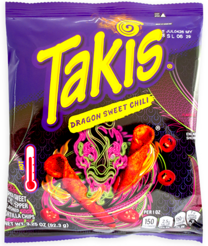 (S6-12) Chips - Takis - DRAGON SWEET CHILI 3.25oz (92.3g) x 20 Units