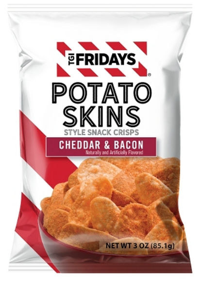 (S6-05) US - Chips - TGI Fridays Cheddar Bacon Potato Skins 3oz (85g) x 6 bags (chips bags may be deflated during shipping)