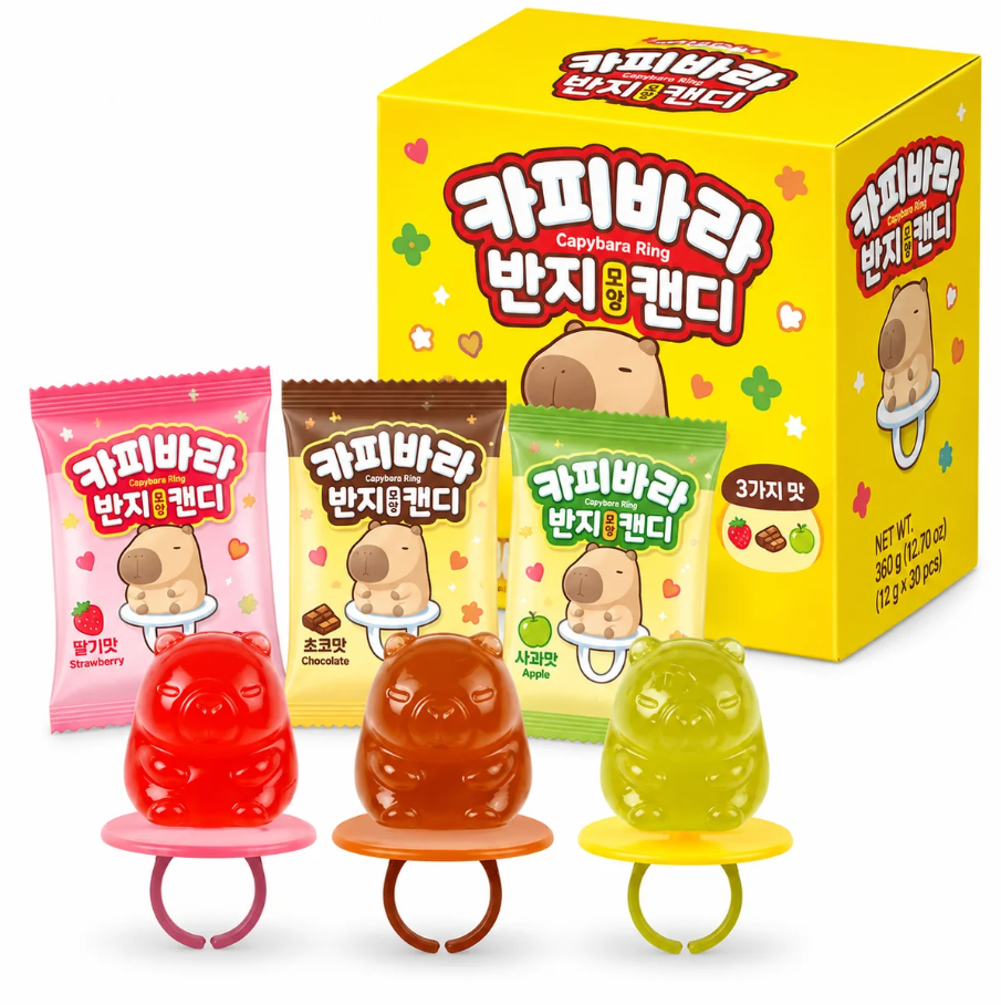 (S6-14) THE SWEET - Capybara Ring Candy 15g x 24 Units