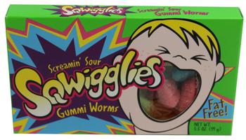 1 Unit   - Theater Box - Sqwigglies Sour Gummi Worms 3.5oz