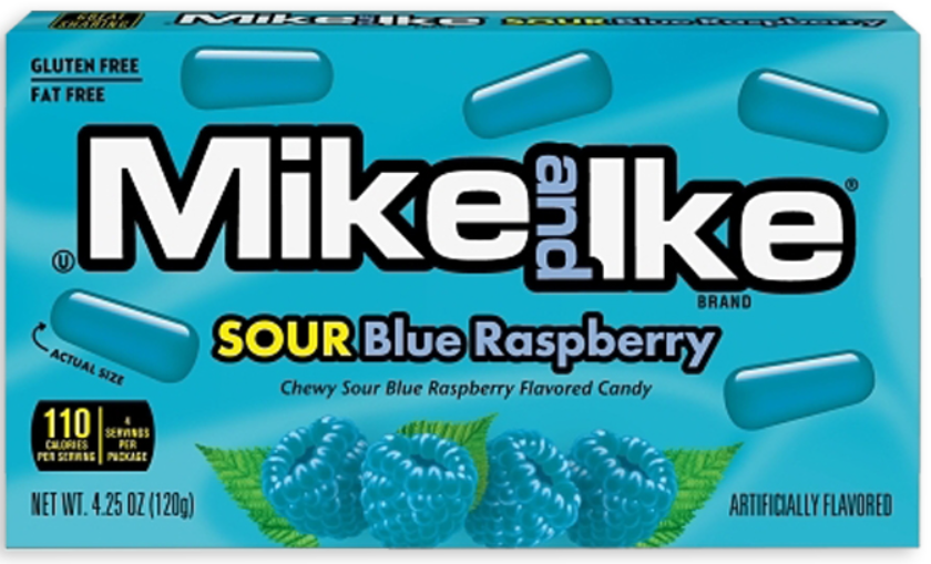 1 Unit x  Theater Box Mike & Ike - Sour Blue Raspberry 4.25 oz (120g)