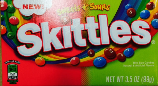 Theater Box - Skittles Sweets & Sours 3.5 oz x 12 units