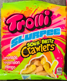 Trolli SLURPEE - Sour Brite Crawlers - Lemonade, Watermelon & Mango (142g) Peg x 12 units