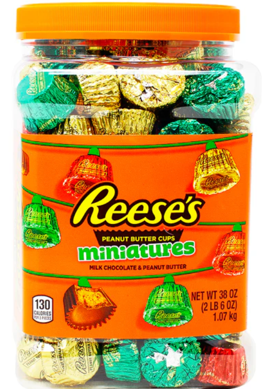 (S4-02) US - EASTER-Tub - REESE'S Miniatures Milk Chocolate Peanut Butter Cups 38oz (1.07kg) x 1 Unit