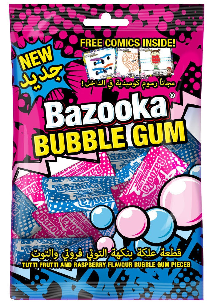 UK BAZOOKA SHARE BAGS - BUBBLE GUM 140G x 12 Peg BAGS