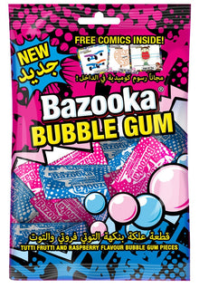 UK BAZOOKA SHARE BAGS - BUBBLE GUM 140G x 12 Peg BAGS