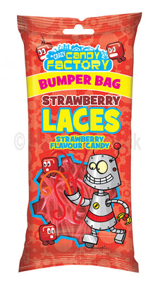 UK CRAZY CANDY FACTORY STRAWBERRY LACES BUMPER BAG 225G x 24 units