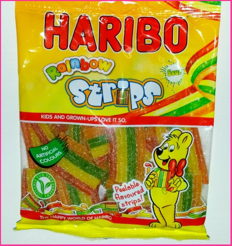 UK HARIBO RAINBOW STRIPS -  Sour12 X 160G *NEW