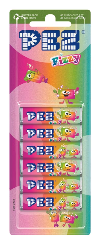 (S4-01) Uk - Pez Fizzy Refill 6 Pack 51g x 18 Units