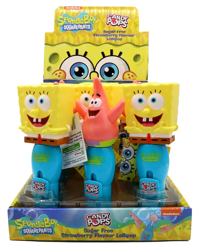 (S4-01) China - CANDY POPS - Sugar Free - PUSH N TWIST - SpongeBob SquarePants 8g X 12 units