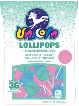 (S5-04) Unicorn Lollipops Sub Bag (36 pieces) 21oz (612g) x 1 Bag