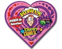 VAL - Warheads Chewy Cubes Paper Heart Box 2oz x 24 units