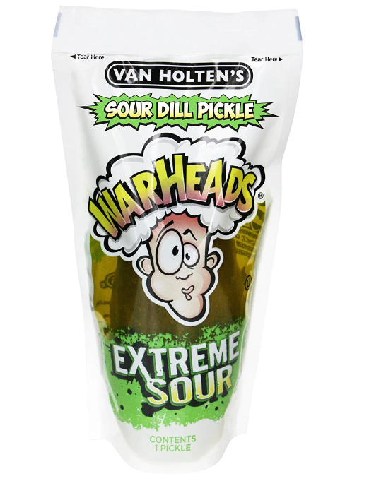 (S5-03) Box - US - Van Holten - King Size Pickle-in-a-Pouch - Warheads x 12 units   (Buyer is responsible if Pickle Juice may leak during shipping)