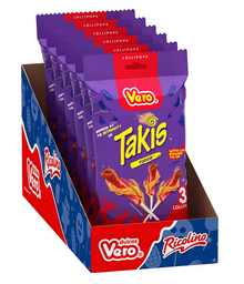 Single - Vero Takis 3-PK Lollipop with Chili Pepper Powder x 1 Bag