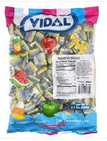 (S3-02) Spain - Bulk -  Vidal Rainbow Bricks (Licorice)  2.2 Lb (1kg) x 1 Bag